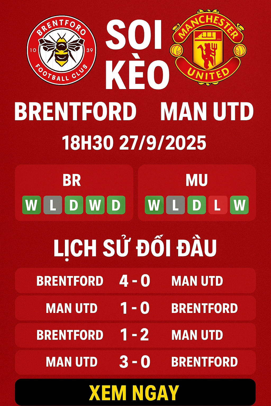 Brentford vs Man Utd