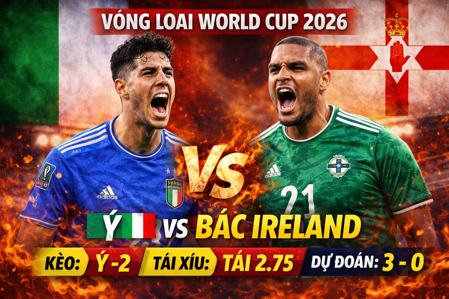 Ý vs Bắc Ireland