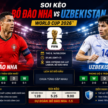 Soi Kèo Bồ Đào Nha vs Uzbekistan, 0h ngày 24/6 – Bảng K World Cup 2026