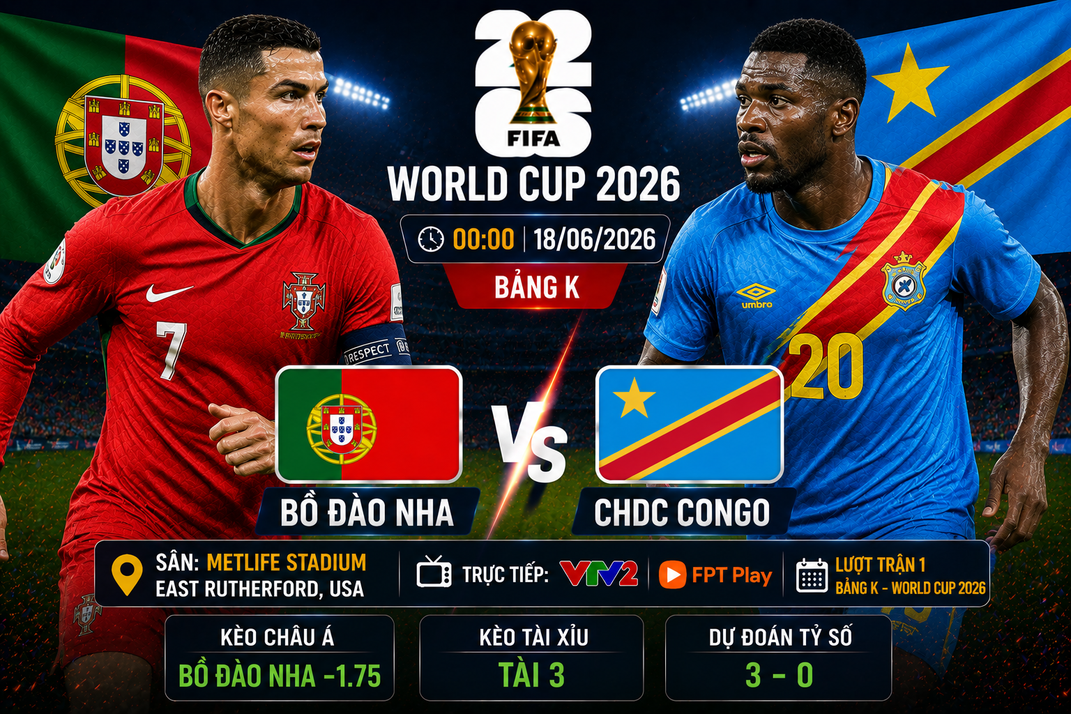 Bồ Đào Nha vs CHDC Congo