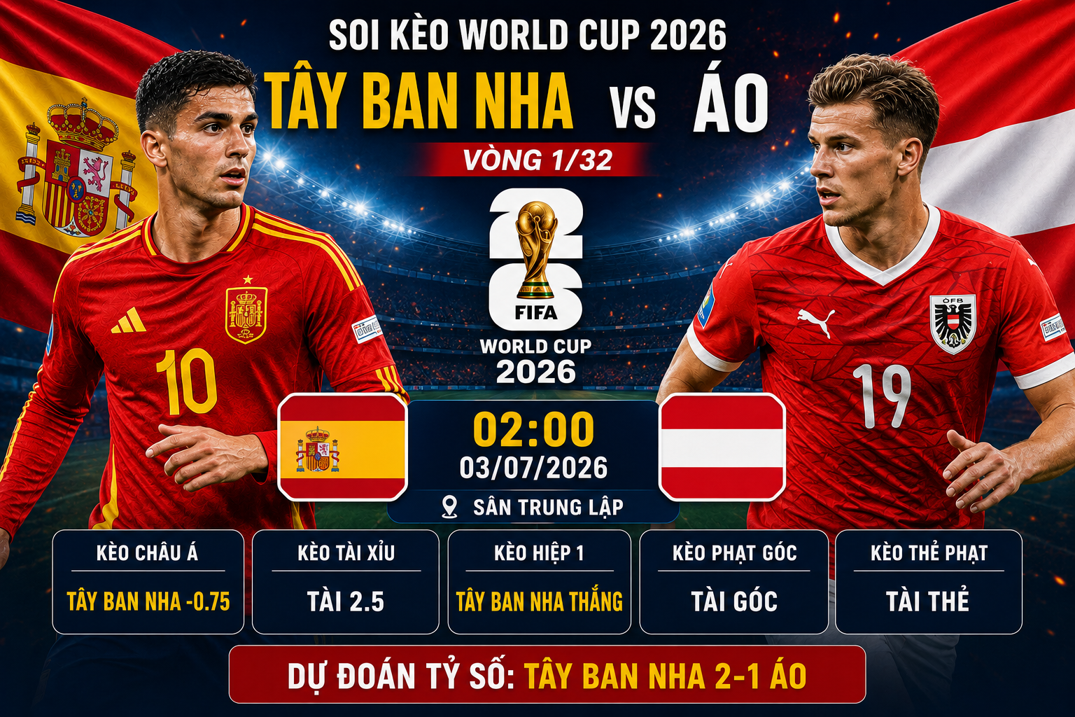 Tây Ban Nha vs Áo
